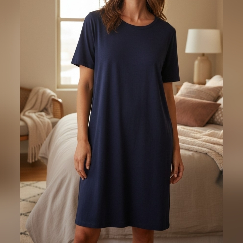The Queen Bee -NWT,Navy Blue Mini Dress/Beach Coverup, Scoop Neck, Short Sleeves